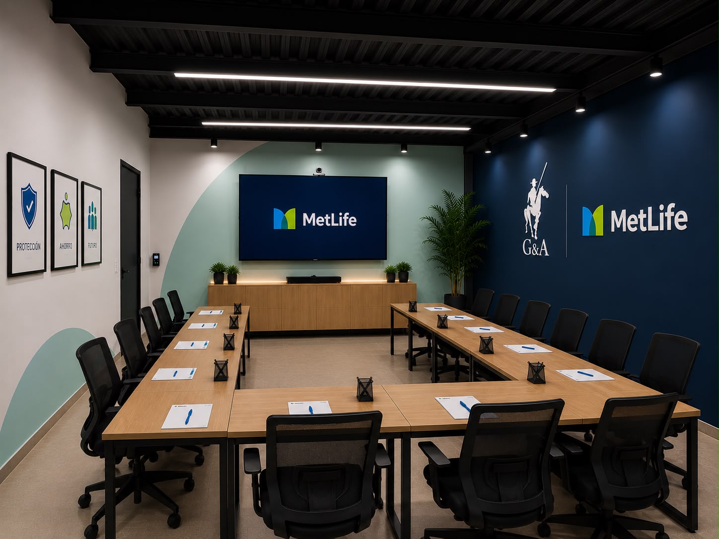 Fachada de los locales 21 y 22 en Plaza Riviera, Centro de Atención MetLife Querétaro